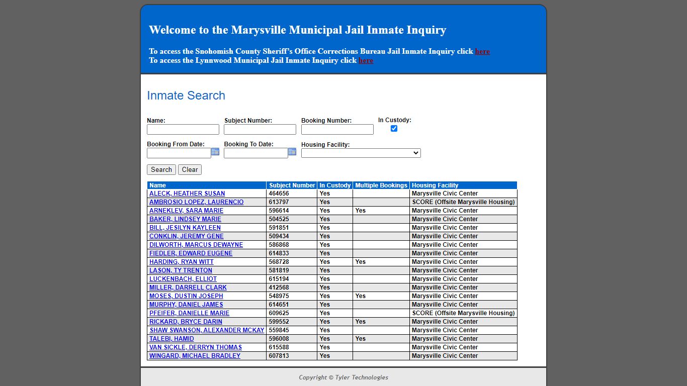 Inmate Search